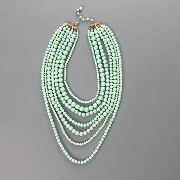 Handmade green mint multi strand necklace - Picture 3 of 4